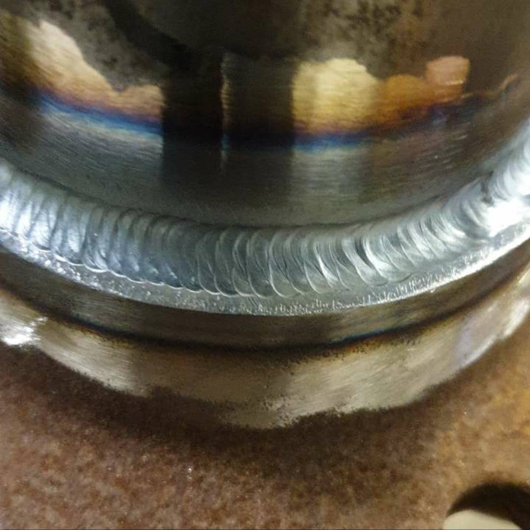 Detailed circular weld on metal pipework