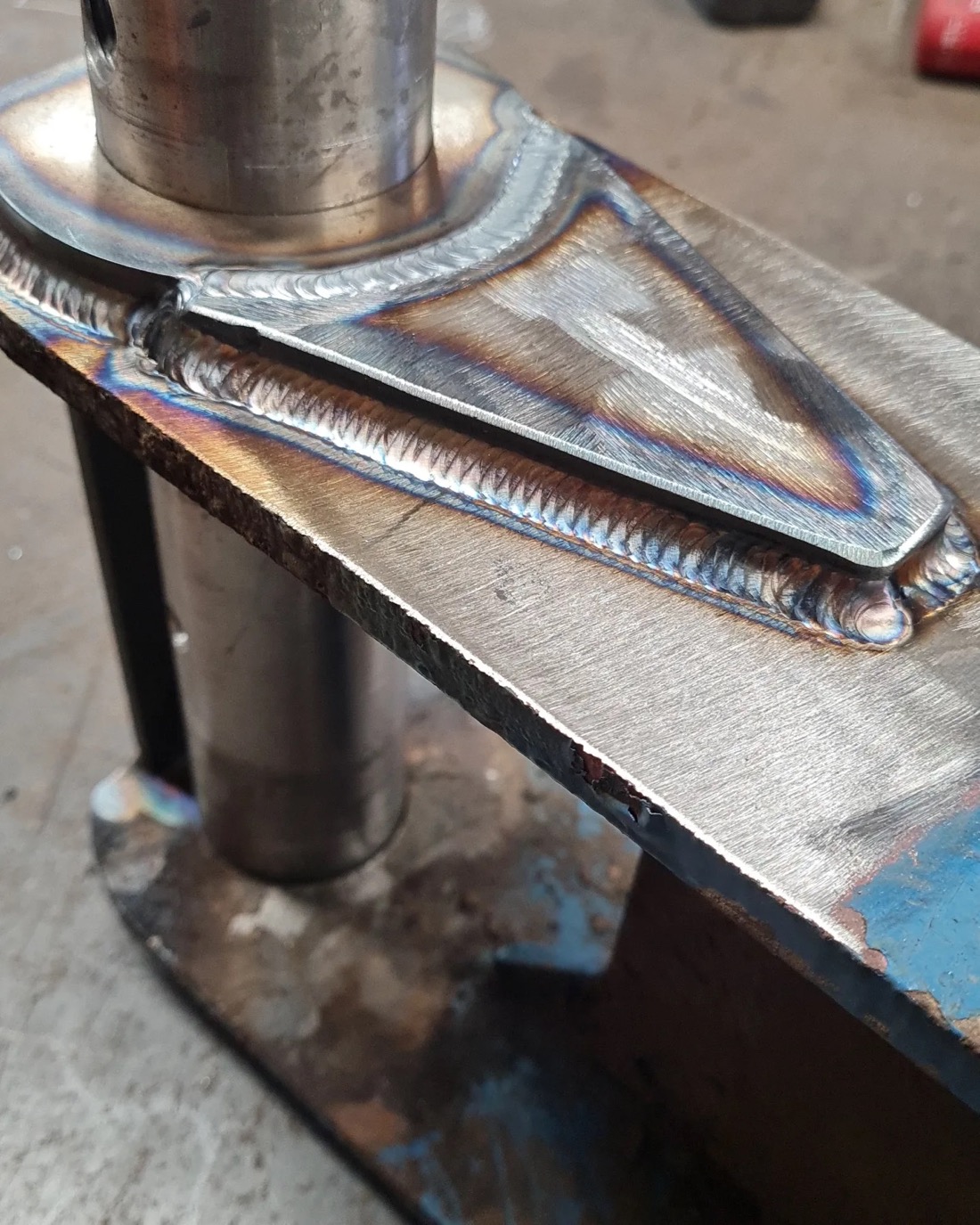 Close-up of a clean welded fabrication joint